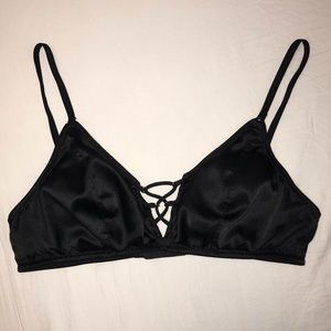 Satin Lace-up Scoop Bralette